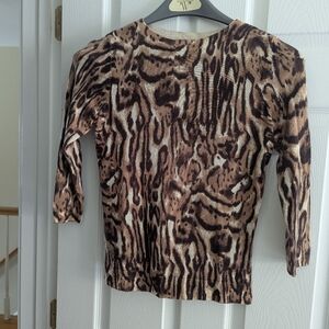 Talbot's Animal Print 3/4 Sleeve Sweater